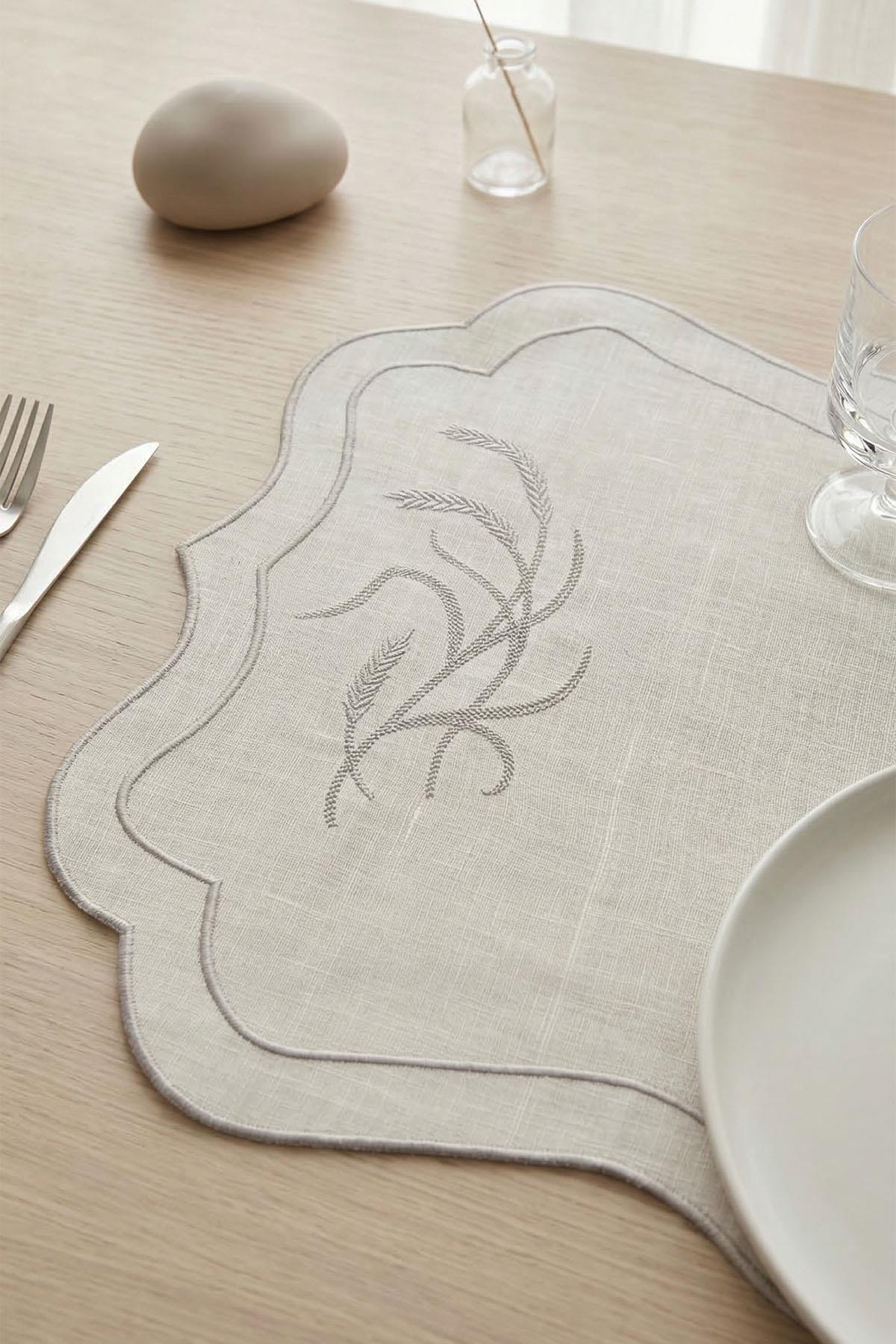 Wheat Embroidered Stain-Resistant & Non-Iron Placemat (35 x 50 cm)