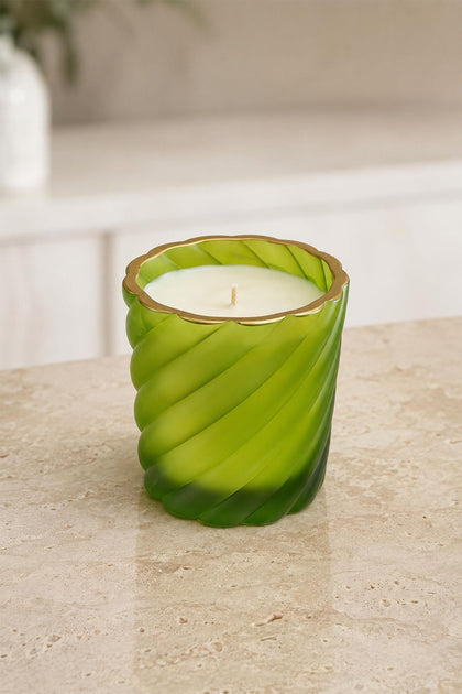 شمعة لولبية باللون الأخضر الداكن والذهبي (10 سم)