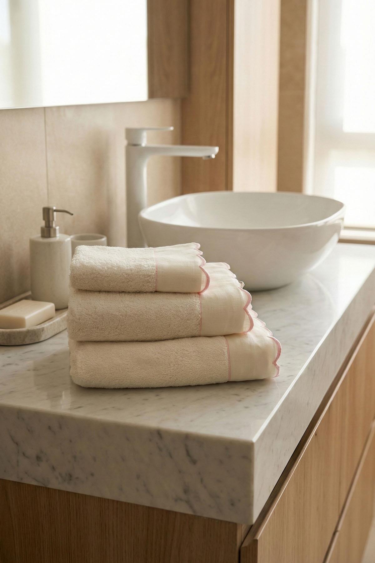 Elora Striped Embroidered Hand Towel (30 x 50 cm)