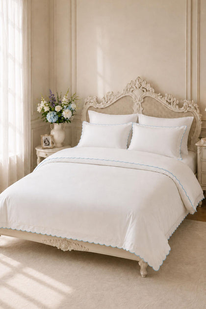 Elora Cotton Sateen Embroidered 6-Piece Double Duvet Cover Set