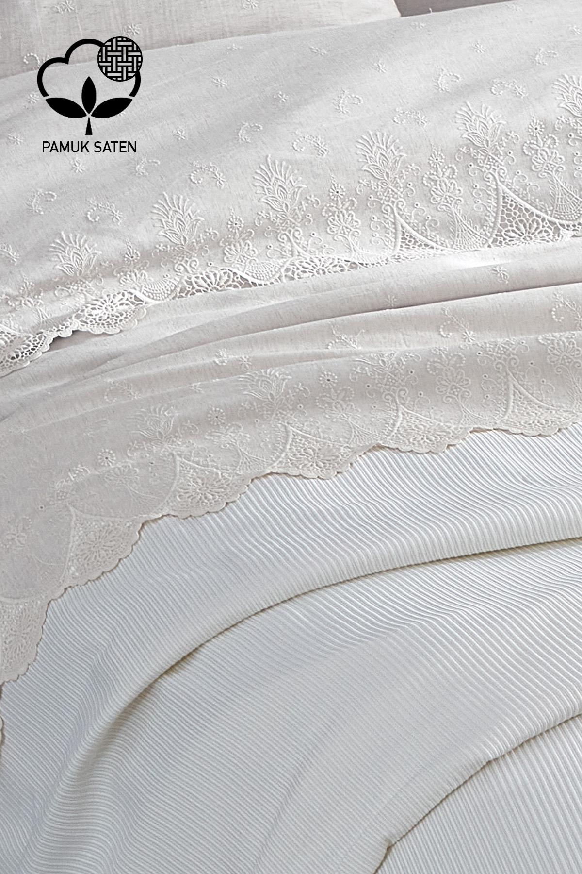 Emma Lace Double 7 Piece Duvet Cover + Blanket Set