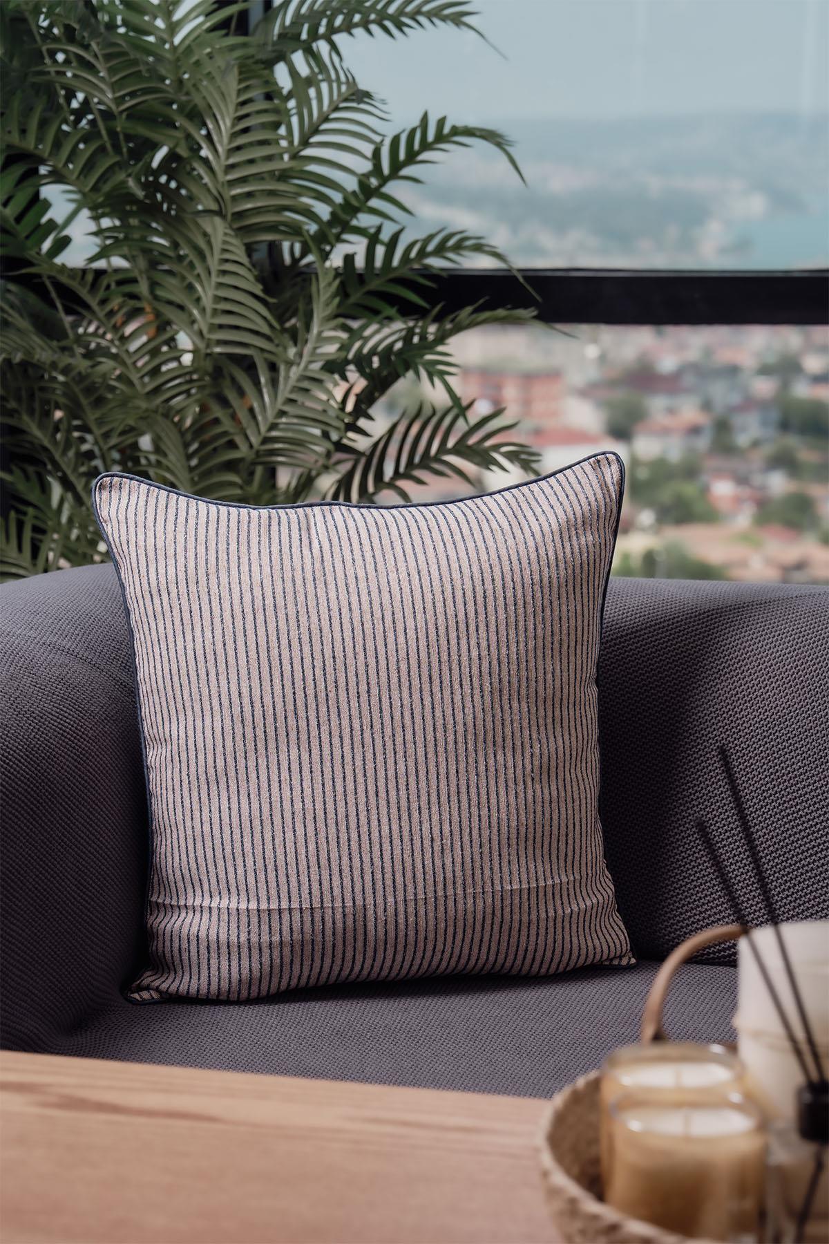 Loris Striped Pillow Cover with Piping Detail (45 x 45 cm)