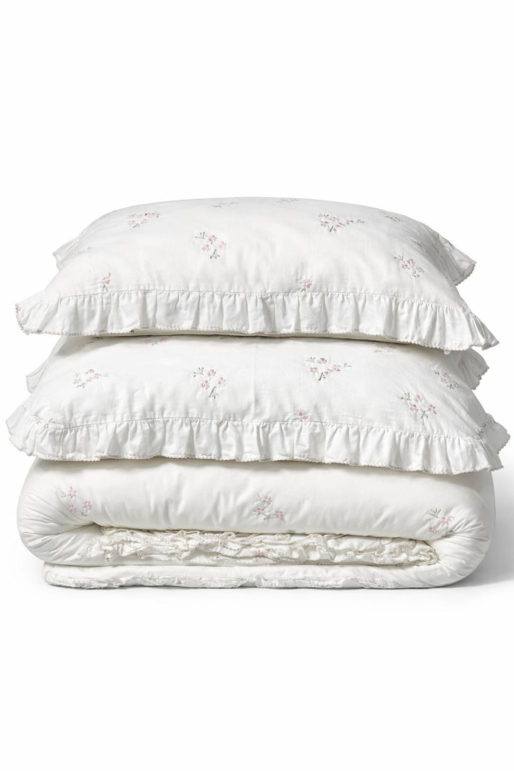 Nadia Daisy Embroidered Cotton Satin Double 6-Piece Duvet Cover Set