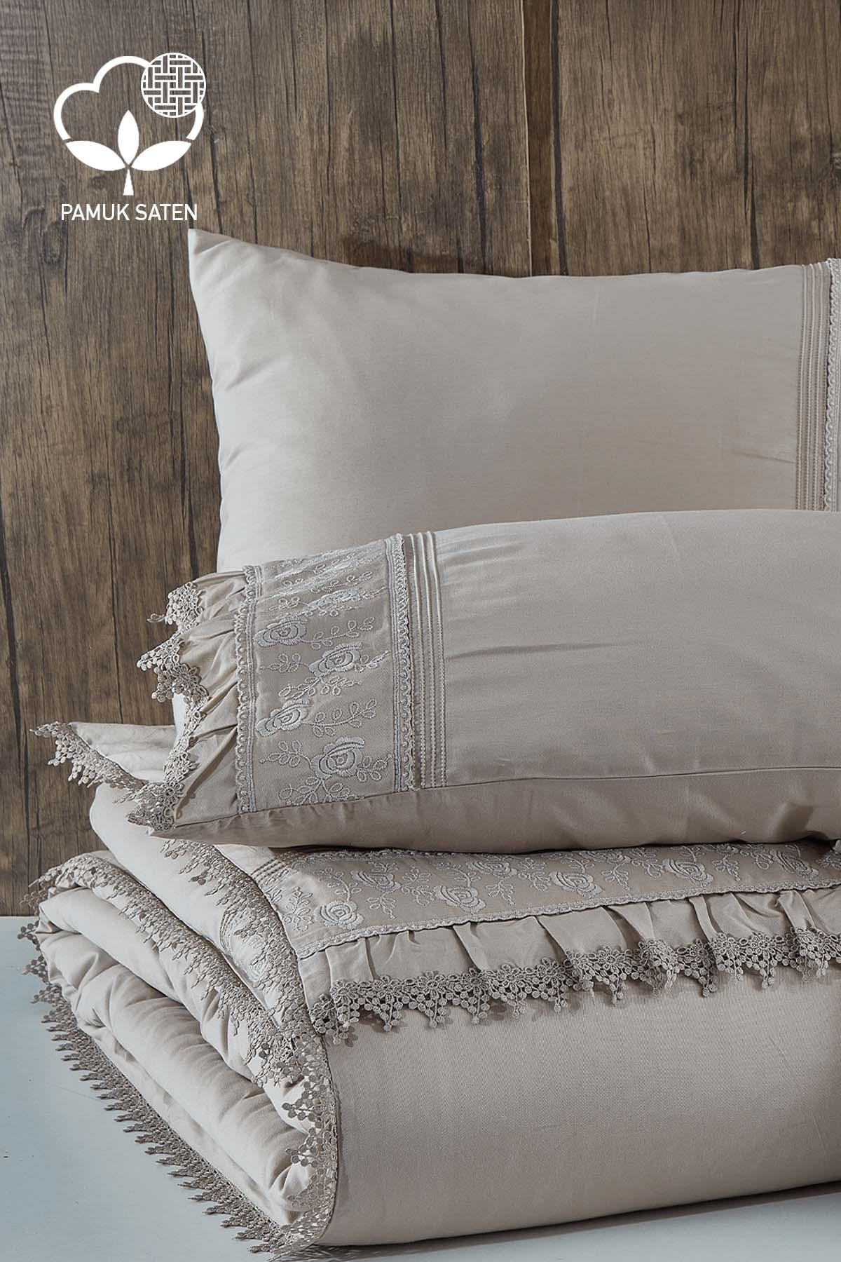 Alina Lace Cotton Satin Double 6-Piece Duvet Cover Set