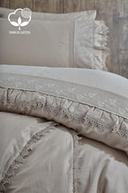 Alina Dantelli Pamuk Saten Çift Kişilik 6 Parça Nevresim Takımı - Nazik Home - Yuvama Değer!