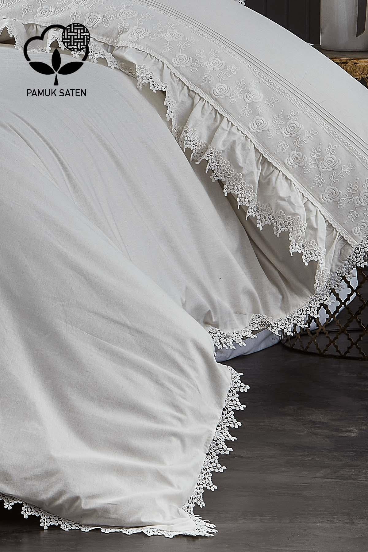 Alina Lace Cotton Satin Double 6-Piece Duvet Cover Set
