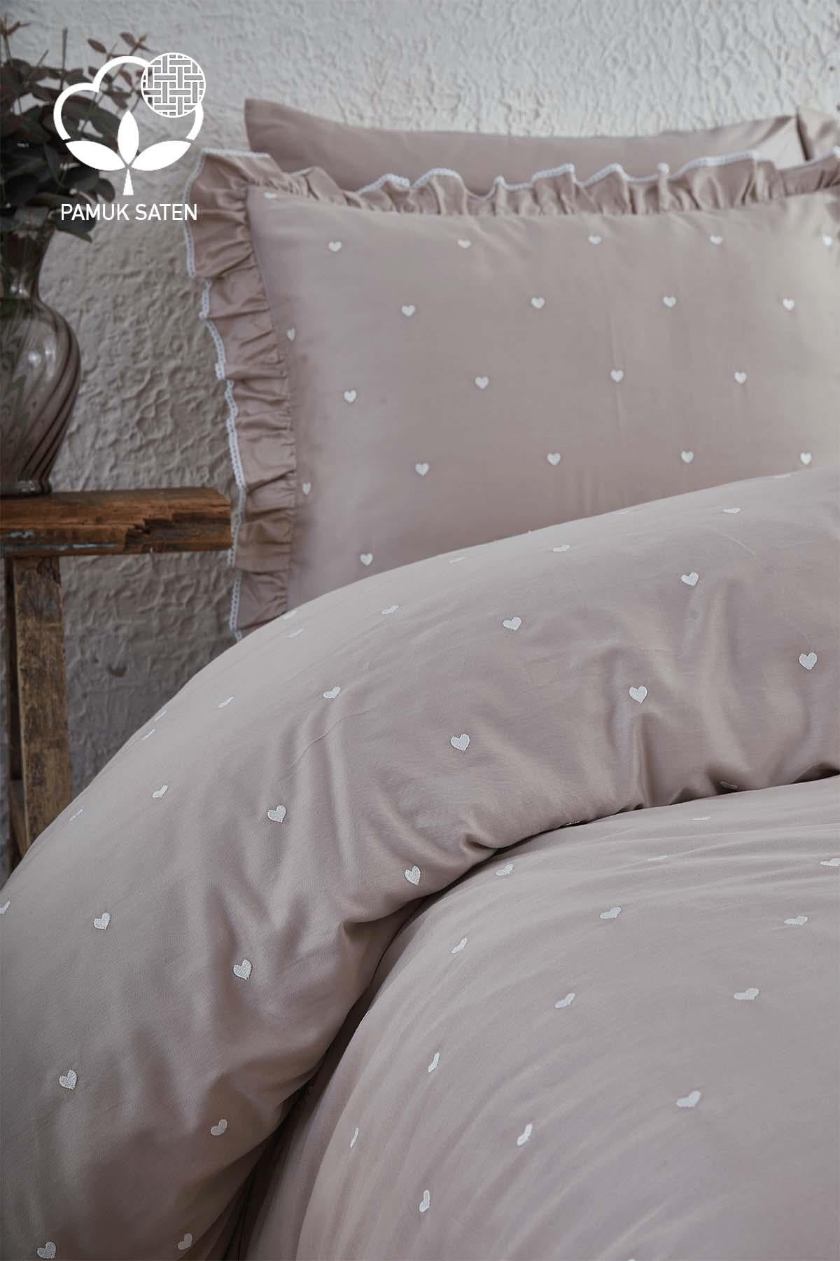 Amore Cotton Satin Double Heart Duvet Cover Set