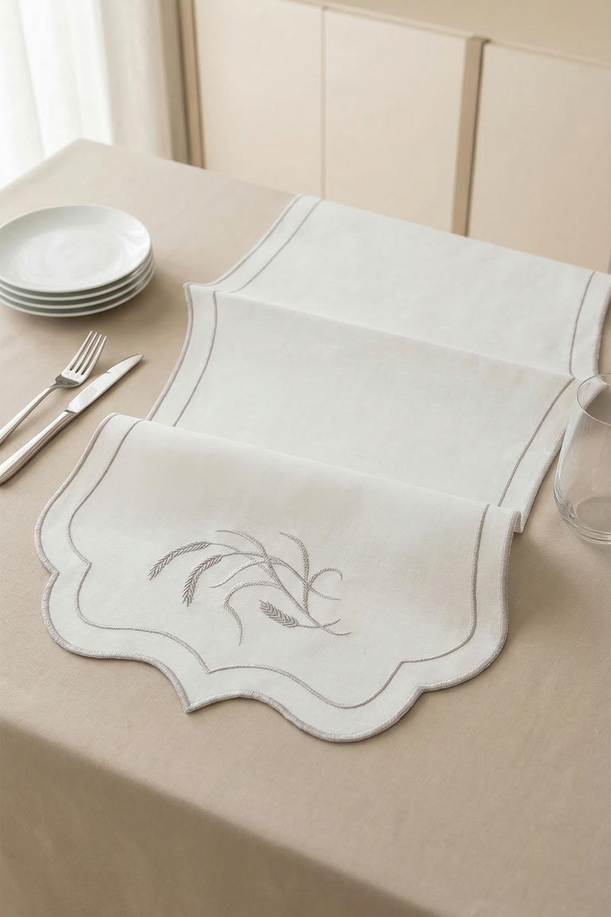 Wheat Embroidered Stain-Resistant Non-Iron Runner (40 x 140 cm)