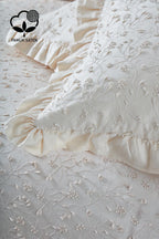 Celine İşlemeli Pamuk Saten Çift Kişilik 6 Parça Nevresim Takımı - Nazik Home - Yuvama Değer!