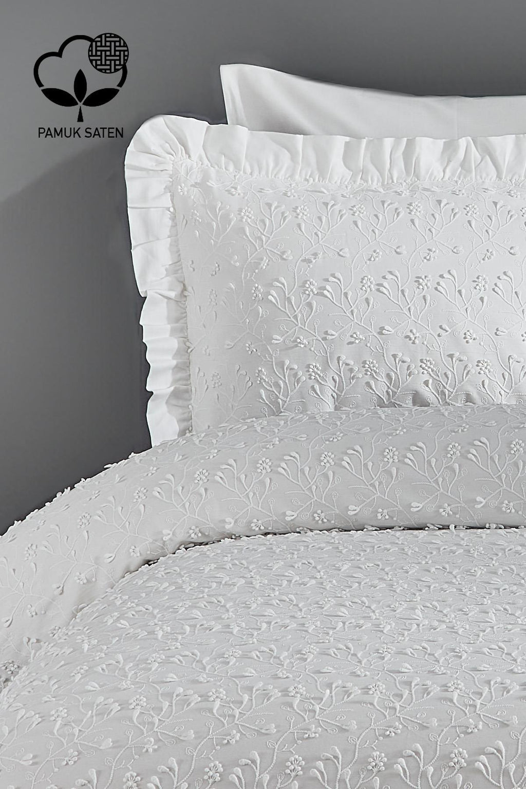 Celine İşlemeli Pamuk Saten King Size 6 Parça Nevresim Takımı - Nazik Home - Yuvama Değer!