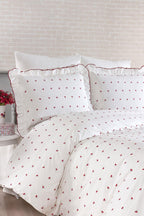 Cherry Embroidered Cotton Satin Double 6-Piece Duvet Cover Set