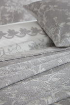 Dante Floral Embroidered Double 10 Piece Duvet Cover + Blanket Set