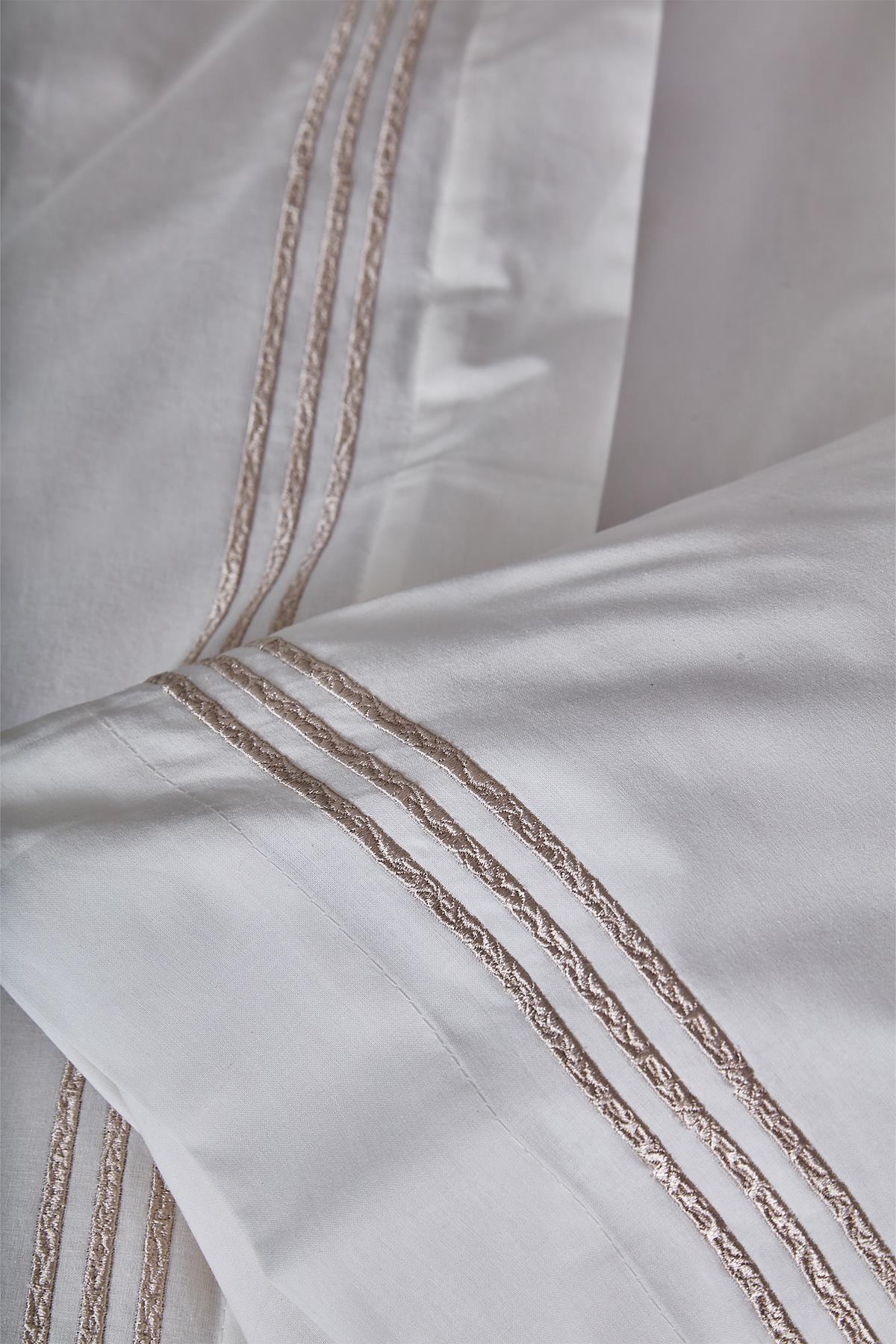 Elda Modern Line Embroidered Double 3 Piece Duvet Cover Set