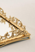 Elite Taç İşlemeli Kare Altın Büyük Tepsi (47 x 47 cm) - Nazik Home - Yuvama Değer!