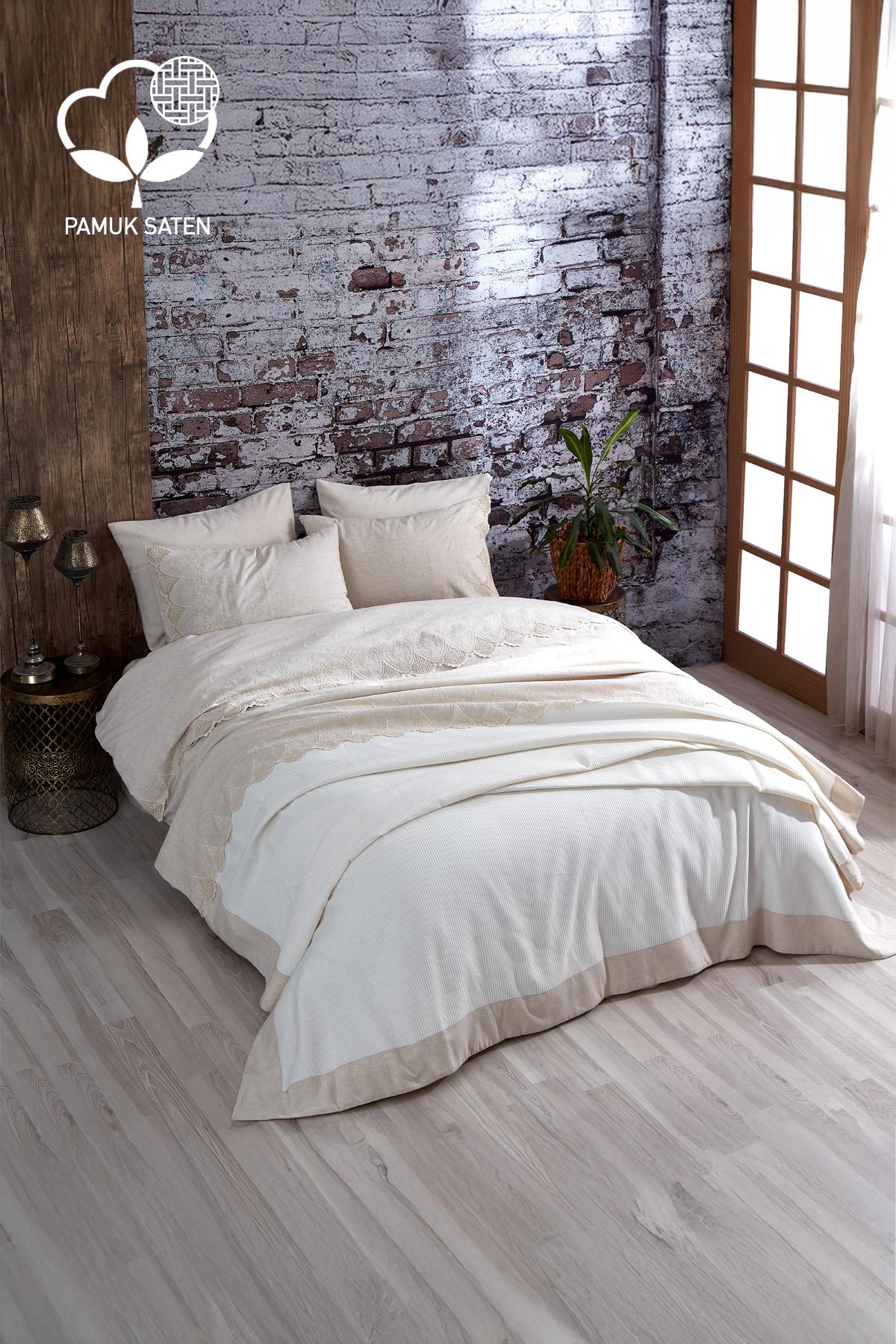 Emma Lace Double 7 Piece Duvet Cover + Blanket Set