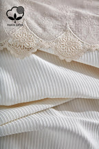 Emma Dantelli Çift Kişilik 7 Parça Nevresim + Pike Set - Nazik Home - Yuvama Değer!