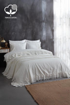 Espina Dantelli Süper King Size 7 Parça Nevresim + Pike Set - Nazik Home - Yuvama Değer!