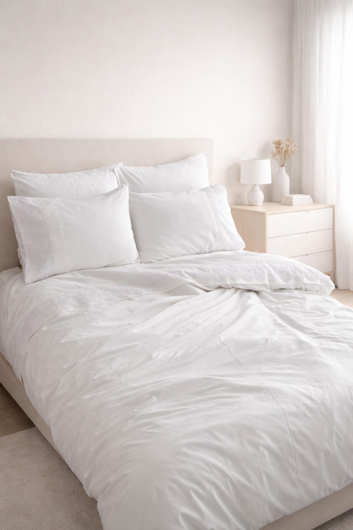 Farah Embroidered Cotton Satin Double 6-Piece Duvet Cover Set