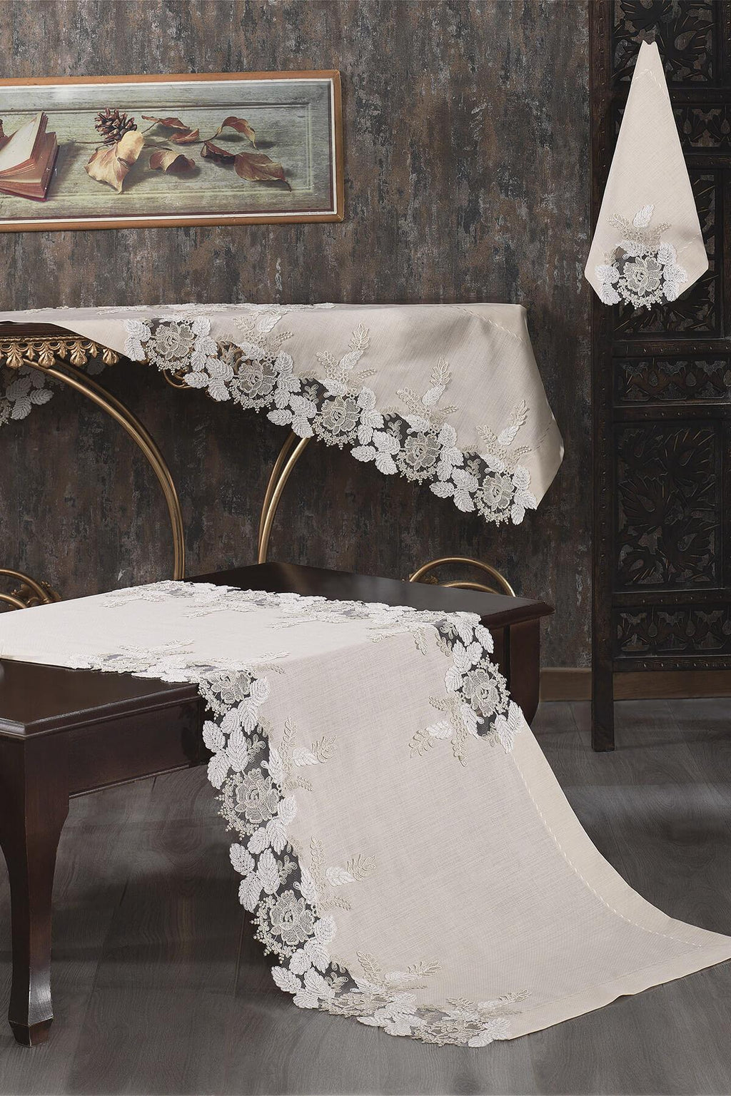 Florence Lace Stain-Resistant 5-Piece Living Room Cover Set