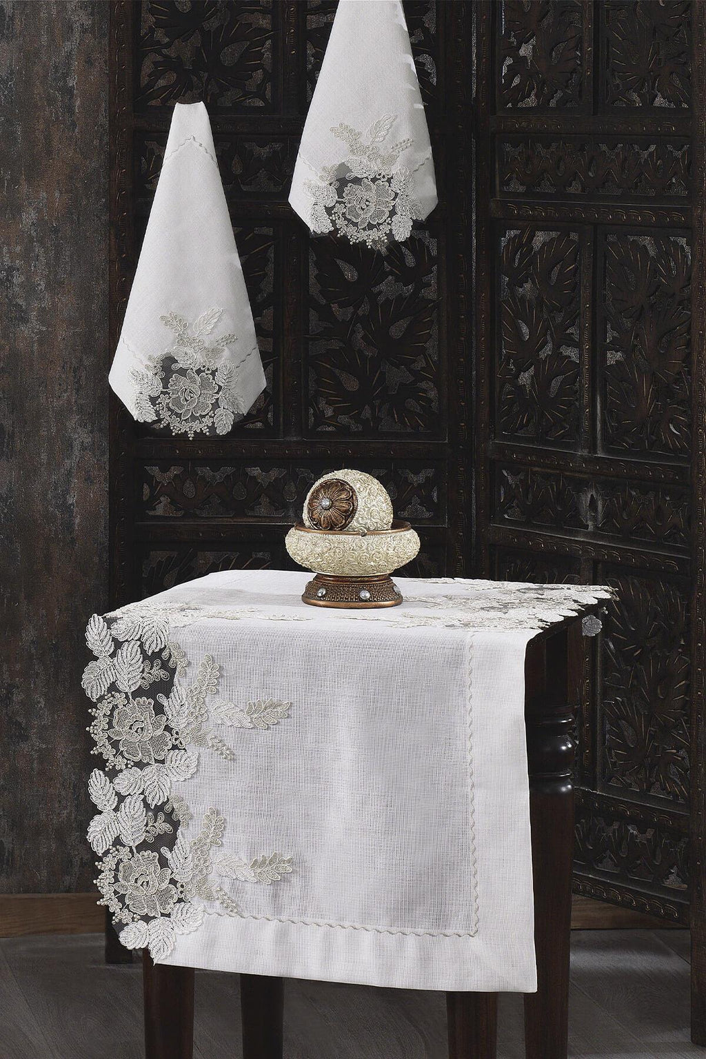 Florence Lace Stain-Resistant 5-Piece Living Room Cover Set