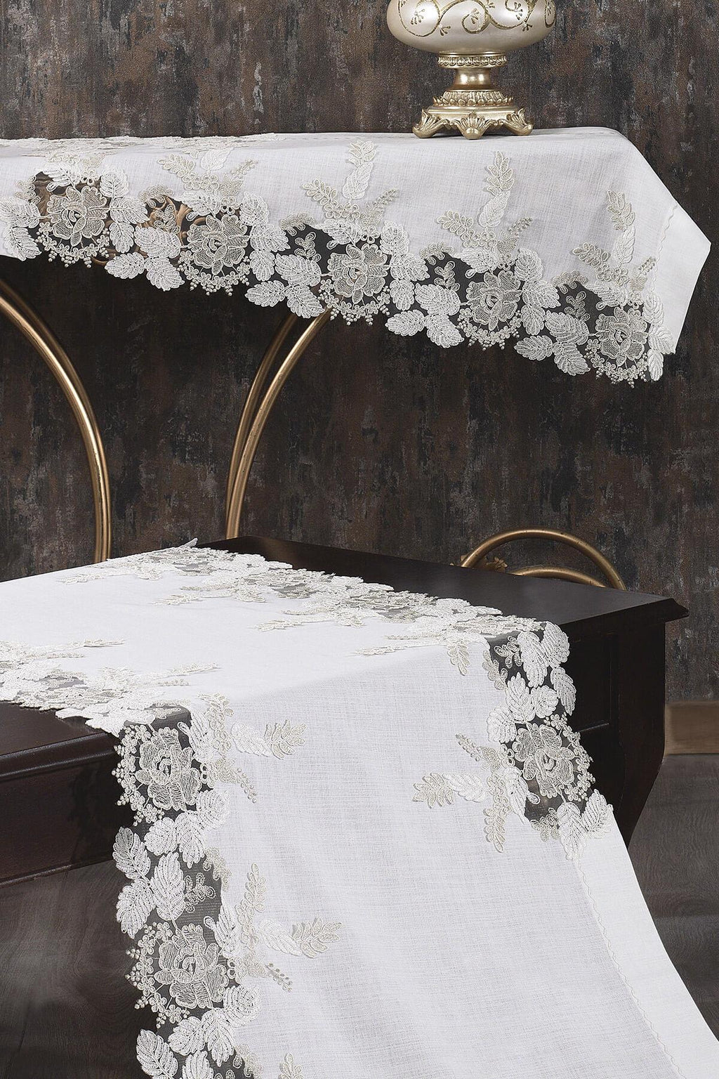 Florence Lace Stain-Resistant 5-Piece Living Room Cover Set