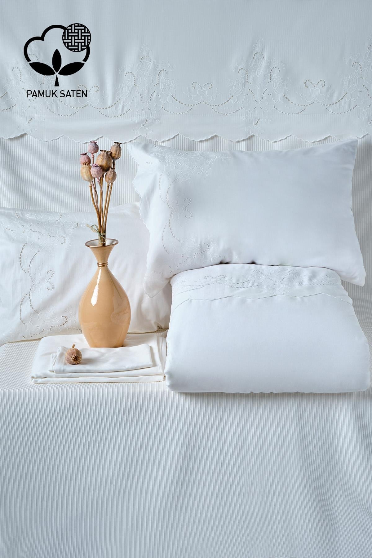 Dynasty Embroidered Double 7-Piece Duvet Cover + Blanket Set