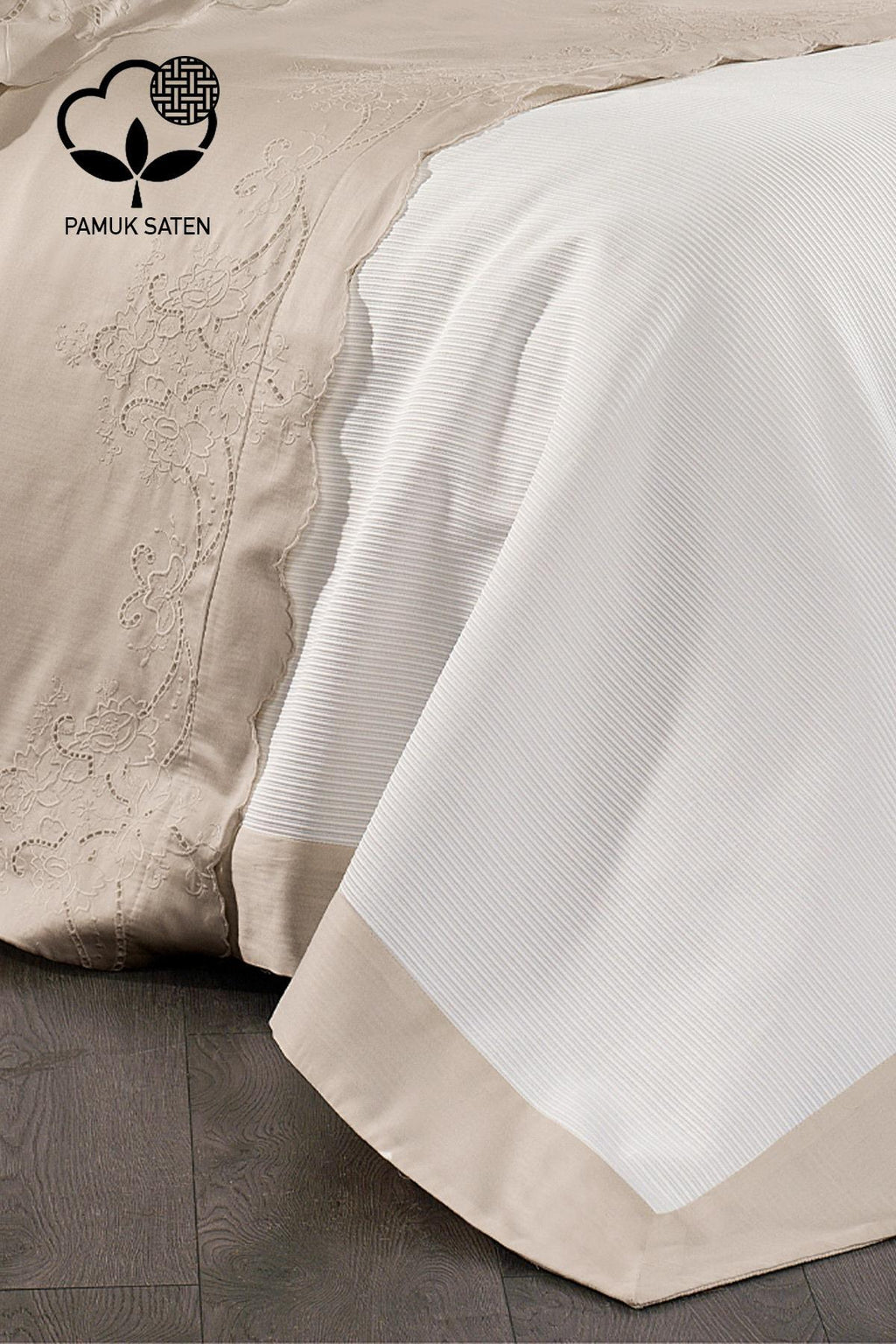 Hanedan İşlemeli Süper King Size 7 Parça Nevresim + Pike Set - Nazik Home - Yuvama Değer!