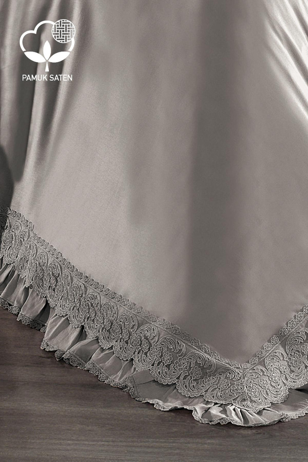 Helen Dantelli Organik Pamuk Saten Çift Kişilik Nevresim Takımı - Nazik Home - Yuvama Değer!