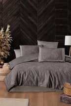 Jazz 300 TC Yaprak Desenli Süper King Size 6 Parça Nevresim Takımı - Nazik Home - Yuvama Değer!