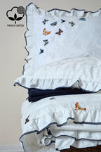 Laura Kelebek Nakışlı Pamuk Saten Çift Kişilik Nevresim Takımı - Nazik Home - Yuvama Değer!