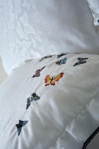 Laura Butterfly Embroidered Cotton Satin Super King Size Duvet Cover Set