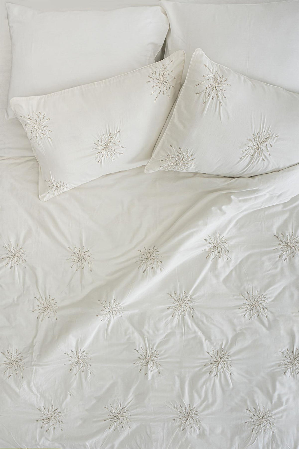 Lorient Pearl Embroidered Cotton Satin Double 6-Piece Duvet Cover Set