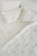Lorient Pearl Embroidered Cotton Satin Double 6-Piece Duvet Cover Set