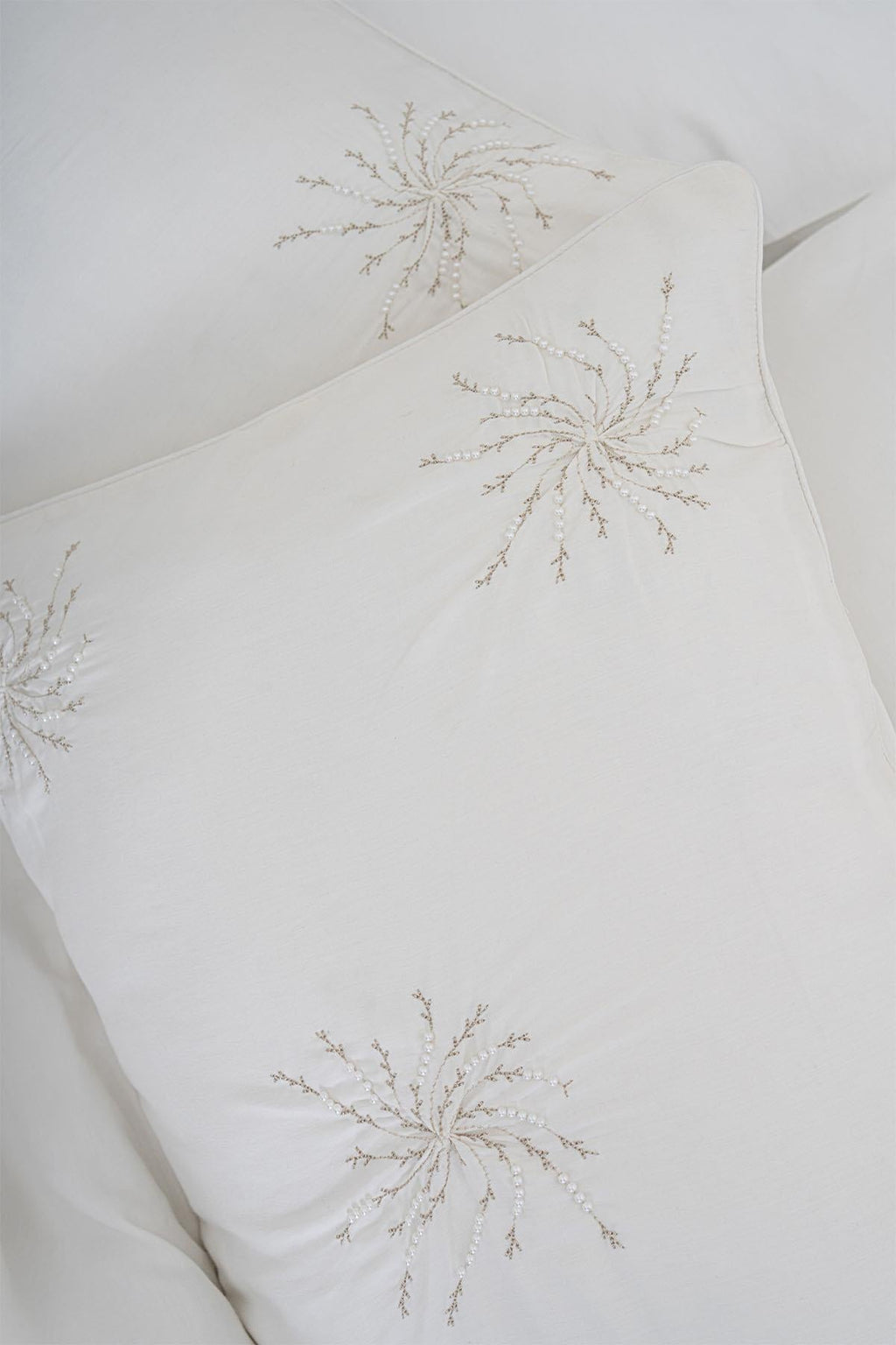 Lorient Pearl Embroidered Cotton Satin Double 6-Piece Duvet Cover Set