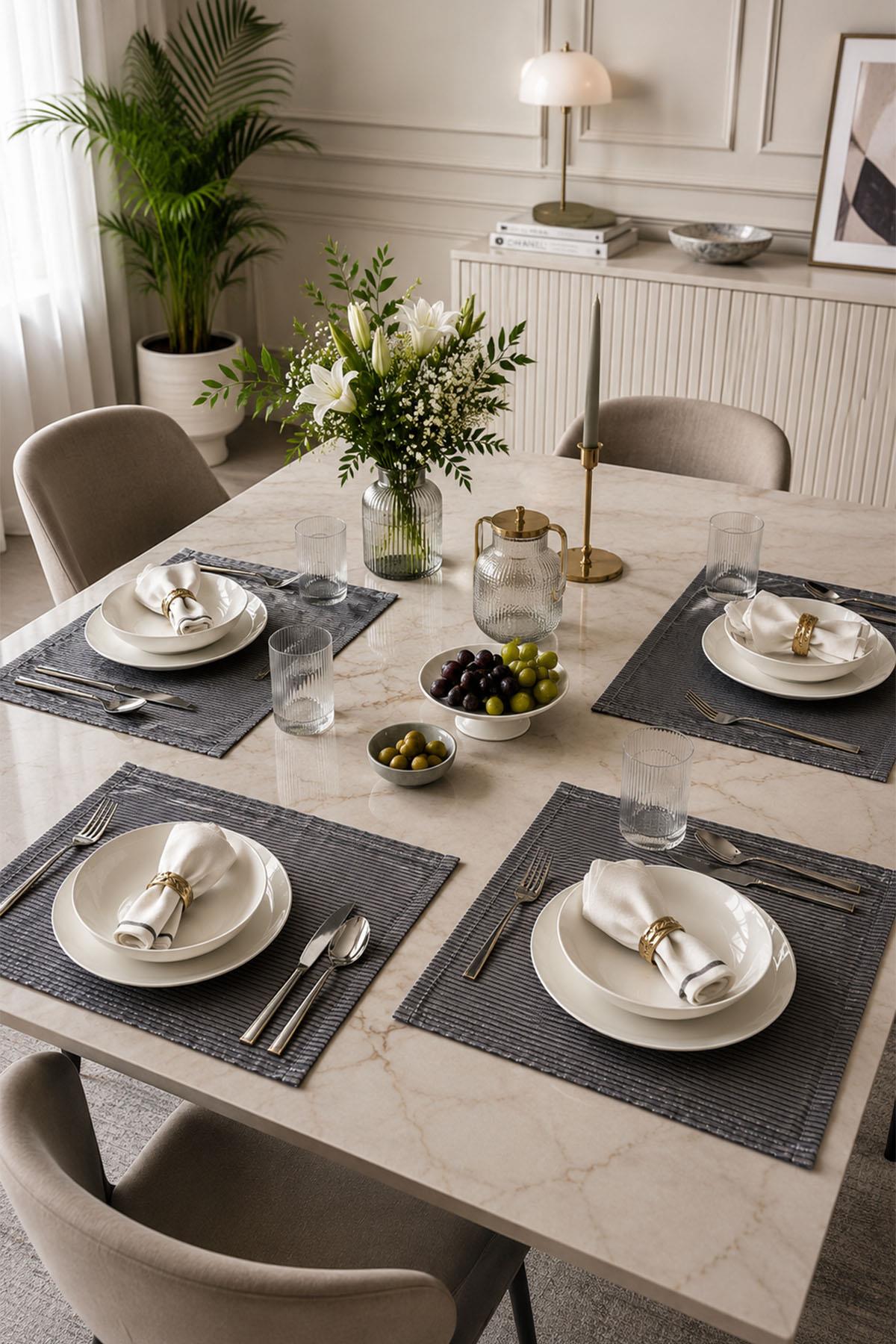 Loris Stain-Resistant Worry-Free 4-Piece Placemat Set (35 x 50 cm)
