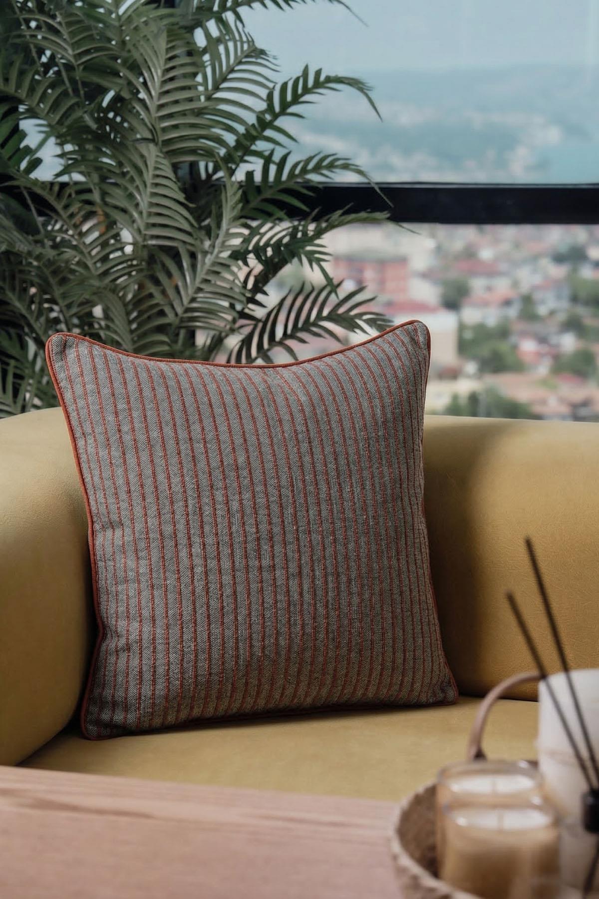 Loris Striped Pillow Cover with Piping Detail (45 x 45 cm)