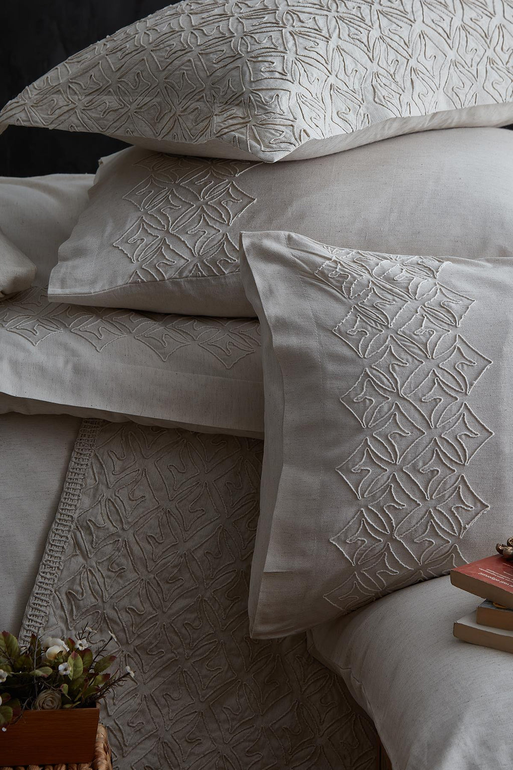 Maria Embroidered Super King Size 9-Piece Duvet Cover + Quilt Set