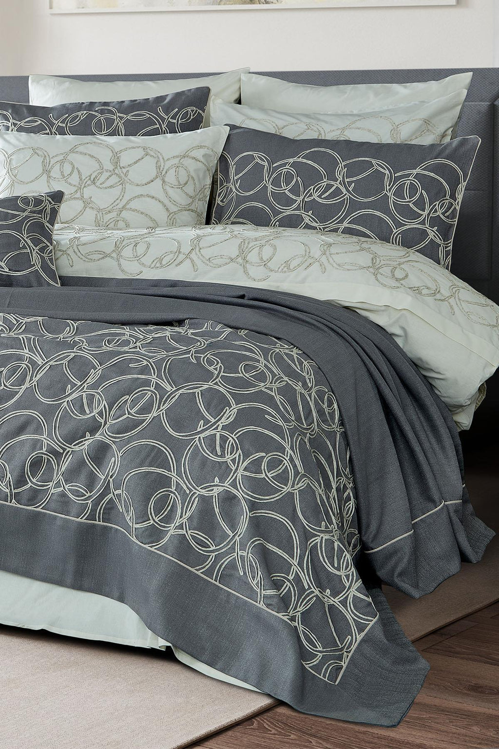 Mathilda Embroidered Double 10-Piece Duvet Cover + Blanket Set