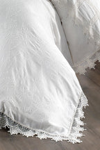 Mirage Lace-Trimmed Cotton Satin Double 6-Piece Duvet Cover Set