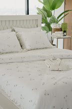 Nadia Daisy Embroidered Cotton Satin Double 6-Piece Duvet Cover Set