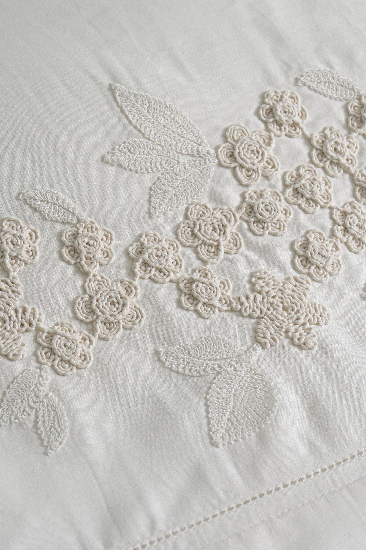 Authentic Floral Embroidered Cotton Satin Double 6-Piece Duvet Cover Set