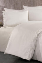 Puerta Floral Embroidered Cotton Satin Double 6-Piece Duvet Cover Set