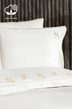 Sementa Çiçek Nakışlı Pamuk Saten Süper King Size 6 Parça Nevresim Takımı - Nazik Home - Yuvama Değer!