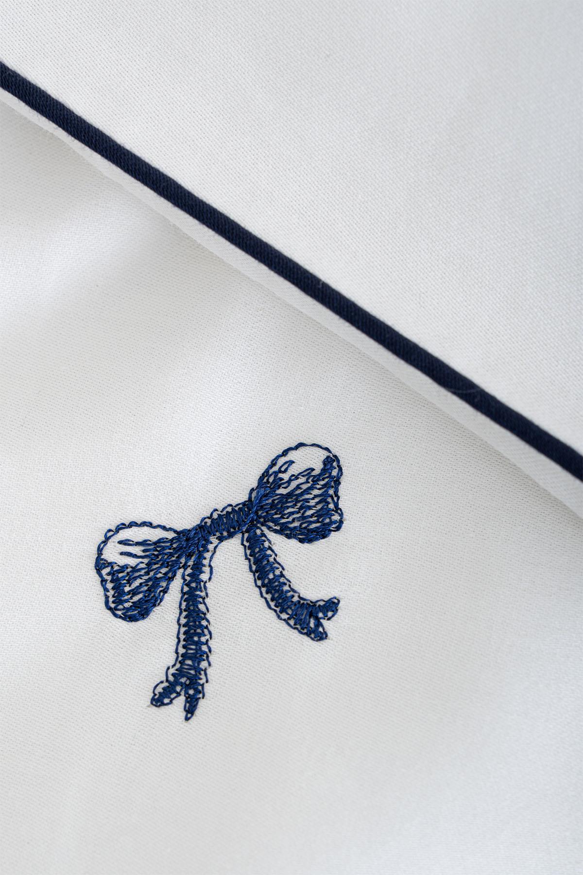 Serena Bow Embroidered Cotton Satin King Size 6-Piece Duvet Cover Set