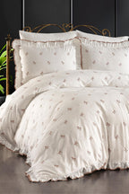 Serena Bow Embroidered Cotton Satin Super King Size 6-Piece Duvet Cover Set