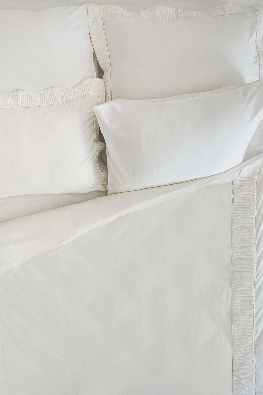 Terosa Pleated Detailed Cotton Satin Double 6-Piece Duvet Cover Set
