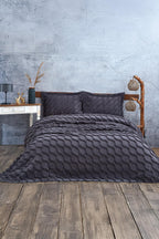 Terra Pelüş Keten Dokulu Çift Kişilik Yatak Örtüsü - Nazik Home - Yuvama Değer!