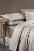 Tulip 300 TC Karo Desenli Süper King Size 6 Parça Nevresim Takımı - Nazik Home - Yuvama Değer!