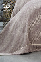 Volga Çizgili Pamuklu Çift Kişilik Yatak Örtüsü - Nazik Home - Yuvama Değer!