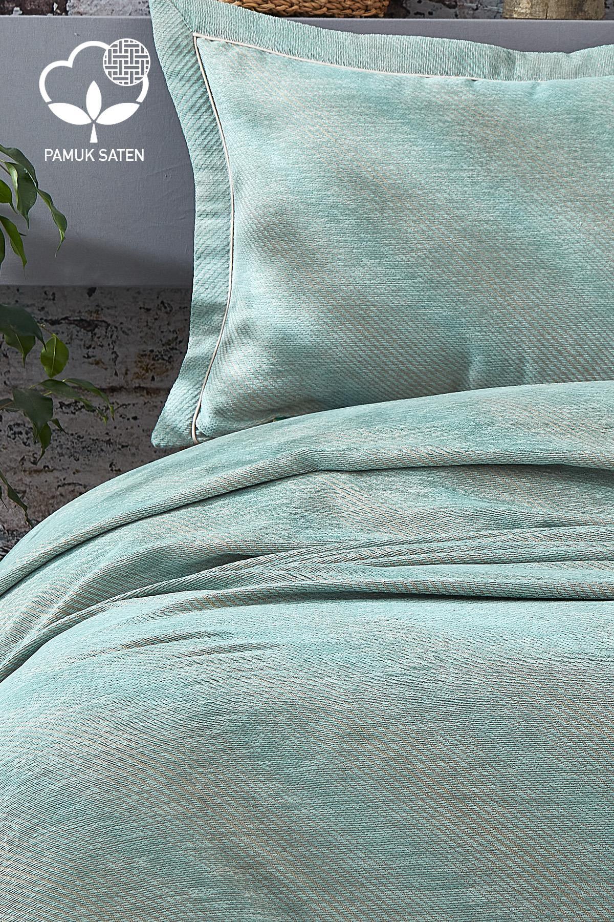 Volga Çizgili Pamuklu Çift Kişilik Yatak Örtüsü - Nazik Home - Yuvama Değer!